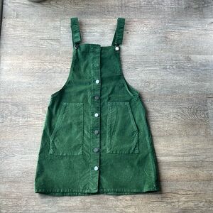 Retro Velvet Button-Front Pinafore Dress  with Pockets  Size S